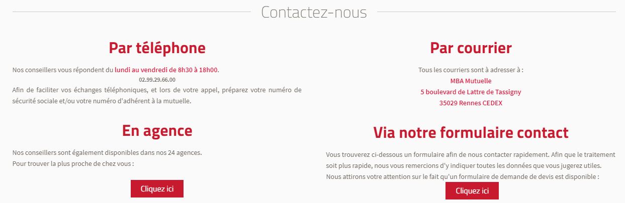 contact avec mbamutuelle 