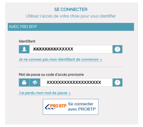 Connexion au compte pro btp